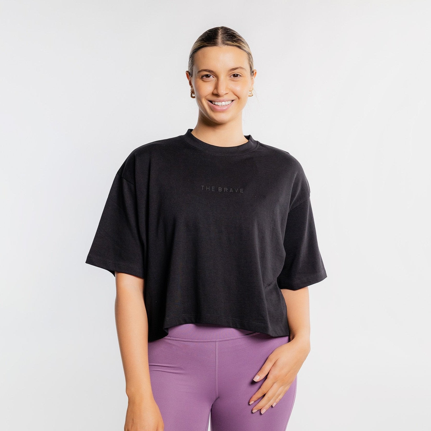 THE BRAVE - WOMEN'S LIFESTYLE OVERSIZED CROPPED T-SHIRT - BLACK/BLACK