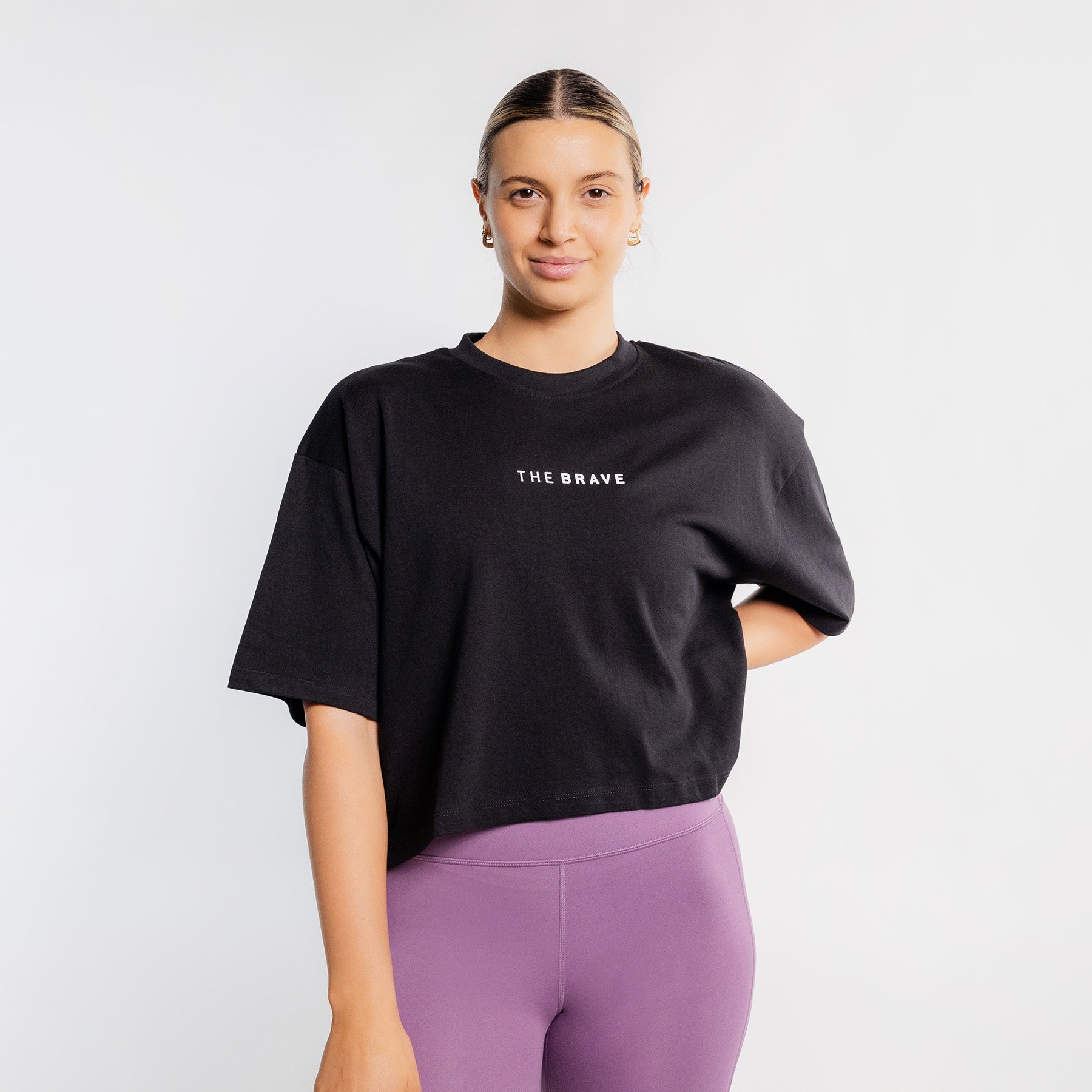 THE BRAVE - WOMEN'S LIFESTYLE OVERSIZED CROPPED T-SHIRT - BLACK/WHITE