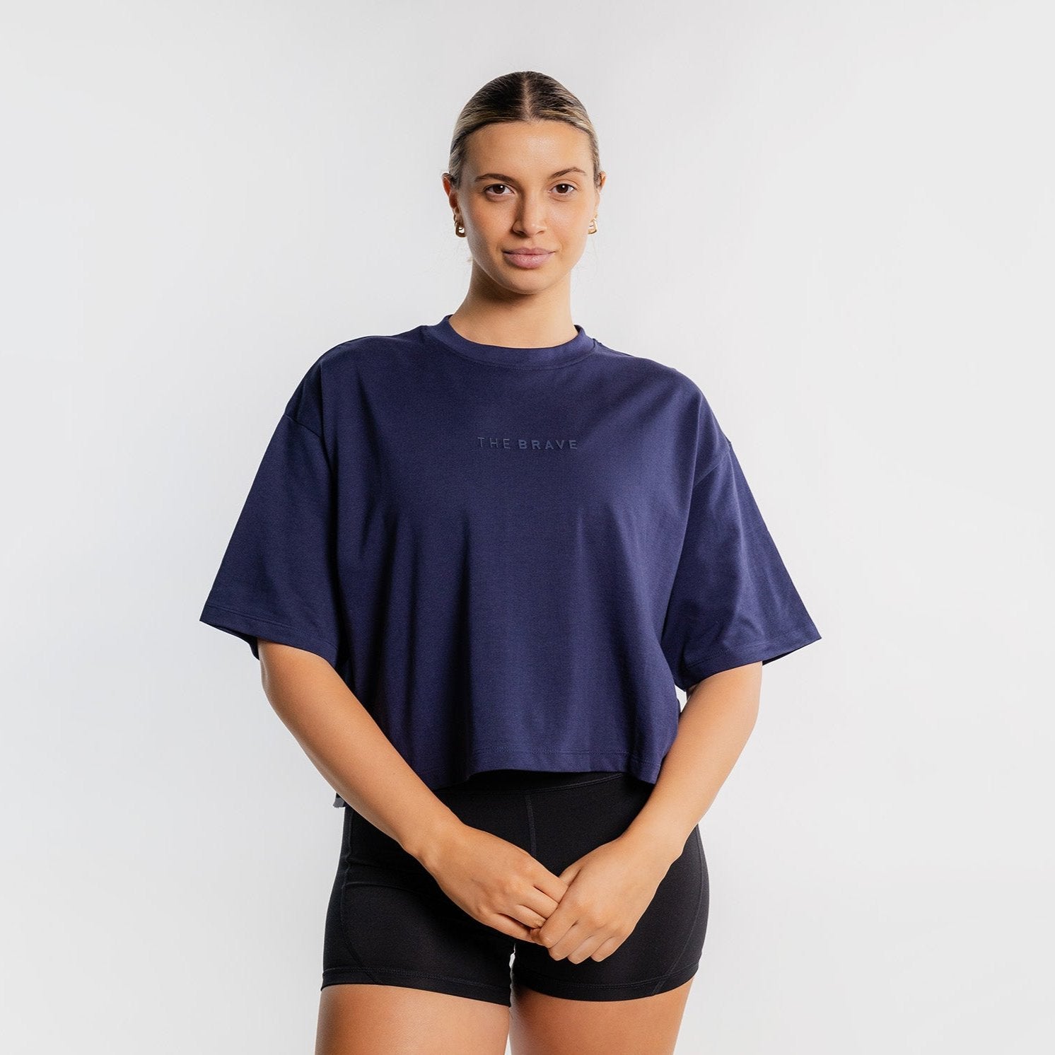 THE BRAVE - WOMEN'S LIFESTYLE OVERSIZED CROPPED T-SHIRT - DARK NAVY