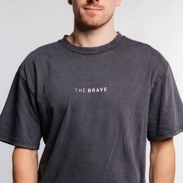 THE BRAVE - LIFESTYLE OVERSIZED T-SHIRT - BLACK ACID WASH