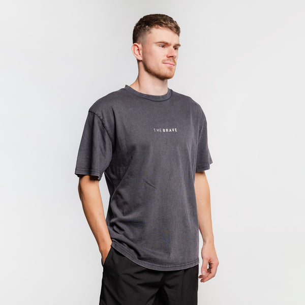 THE BRAVE - LIFESTYLE OVERSIZED T-SHIRT - BLACK ACID WASH